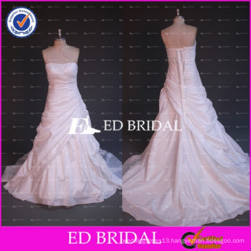 Real Sample Strapless Lace Appliqued Ruffle Taffeta Wedding Dresses For Fat Woman